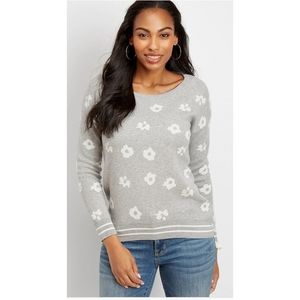 Maurices Flower Rib Trim Pullover sweater NWT